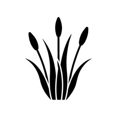 Stylized Cattail Plant Icon in Modern Vector Style