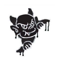 Devil spray icon isolated on white background. Devil graffiti icon sprayed in black on white background. Vector illustration.