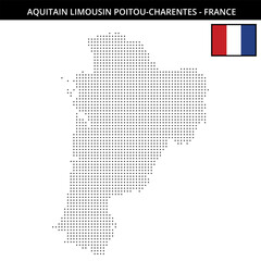 Obraz premium Small dots map of aquitain-Limousin-Poitou-Charentes in France