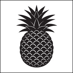 Obraz premium Bold Pineapple Silhouette with Spiky Leaves and Textured Fruit Body