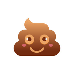 Cute cartoon poop emoji with big eyes, rosy cheeks, and a happy smile. A playful and funny icon perfect for humorous designs or emoji-related content.