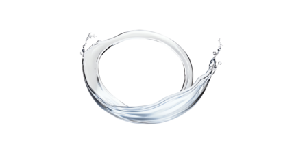 Flowing water in a circle shape, isolated on a black background.