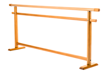 Sturdy wooden ballet barre for dance practice and training isolated with transparent background
