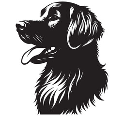 Happy Dog Head Profile Black and White Graphic Illustration Vector Art Pet Animal Companion Loyal Friend Animal Head Silhouette
