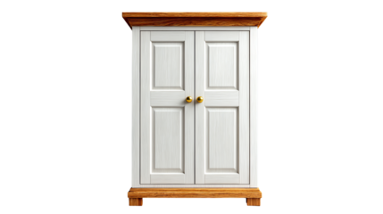 Stylish white cabinet with wooden accents, perfect for modern home decor and organization.