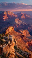 First rays of light over Horseshoe Bend, warm colors painting the river curve and canyon walls