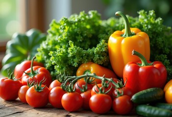 vibrantly fresh vegetables display nutrition abundance healthy eating colorful variety organic produce, green, carrot, tomato, pepper, onion, garlic