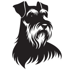 Schnauzer dog head portrait silhouette black and white vector illustration logo icon design element