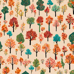 Abundant Small Floral Tree Pattern
