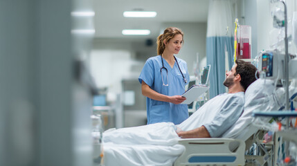 Obraz premium Expert Nurse Providing Compassionate Patient Care in Hospital Setting | Medical & Healthcare Services