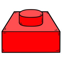 toy brick 1x1 illustration hand drawn isolated vector