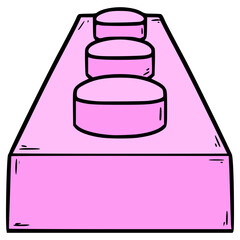 toy brick 1x3 illustration hand drawn isolated vector