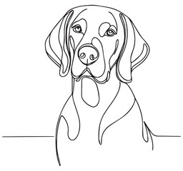 Fototapeta premium Continuous line art drawing of a dog portrait. Simple minimalist pet animal sketch illustration graphic.