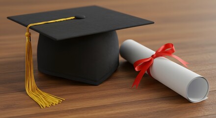 graduation cap with diploma