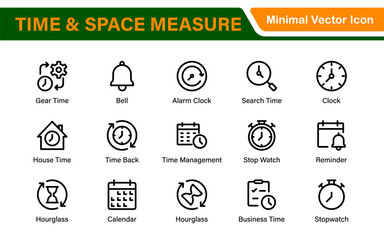 Time and Space Measurement Icons – Clean Outline, Line Art, and Vector Illustrations for Light Years, AU, Astronomy, and Cosmic Distance Projects