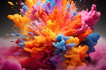 Obraz premium Colorful explosion of paint creates a vibrant artistic display in a studio setting