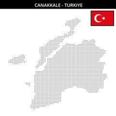Small dots map of Canakkale in Turkiye
