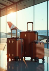 luxury luggage set airport tarmac high end travel baggage stylish design premium quality elegant showcase, wheels, handle, storage, leather, canvas, compact