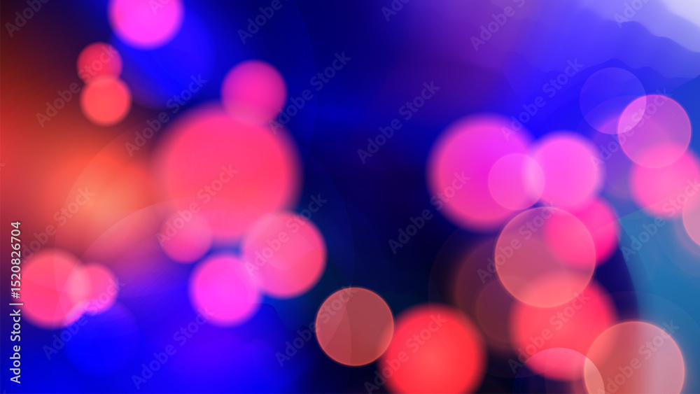 Poster vibrant bokeh lights. bright blur light effect. abstract blurred background. blue and red colors. ve