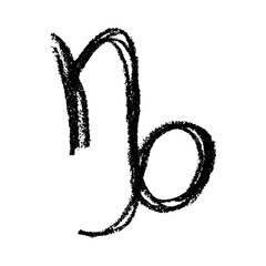 Hand drawn capricorn zodiac sign Esoteric symbol doodle Astrology clipart Element for design