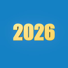2026 Year Number Text on Blue Background