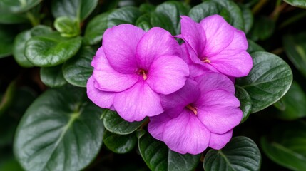 Vibrant Pink Flowers Blooming Amidst Lush Green Foliage