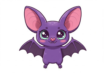 Cute Purple Bat Illustration: Cartoon Creature Design isolated on white  background