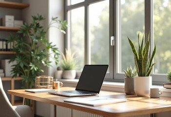 stylish office desk laptop planner modern workspace organization minimalist decor productivity personal space, furniture, chair, ergonomic, notebook, pencil