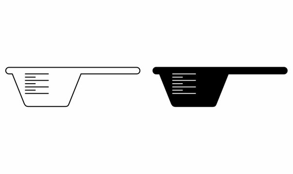 Measuring spoon icon set. Outline and silhouette solid black style. Vector symbol with volume scale lines.