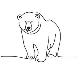 Minimalist Continuous Line Art Drawing of a Standing Polar Bear