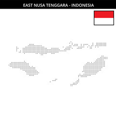 Obraz premium Small dots map of east-nusa-tenggara in Indonesia