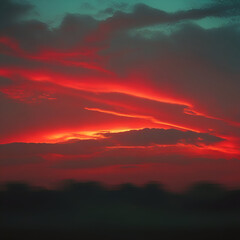 Obraz premium red sky at sunset