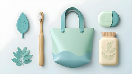 Obraz premium Eco-Friendly Household Icons – Reusable Flat Vector Set