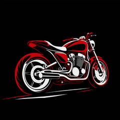 Stylish 2d silhouette graphic illustration of a motorcycle