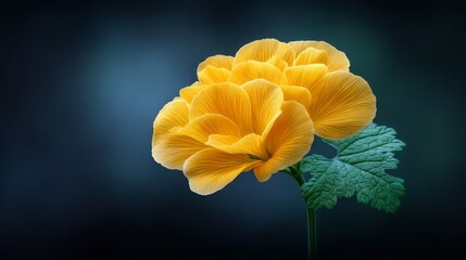 Vibrant Yellow Flower with Dew Drops Against a Dark Background