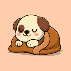 Cute Dog Sleep with Blanket