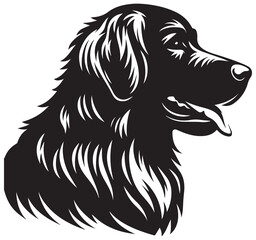 Naklejka premium Black and White Retriever Dog Head Profile Vector Illustration Stylized Fur Art