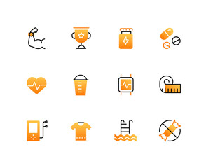 Sport and fitness - set of line design style icons
