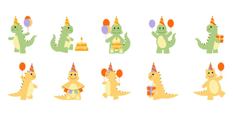 Cute Birthday Dinosaur Illustration
