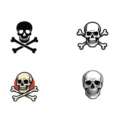 Collection of Crossbones Skull icon Vector Illustrations.