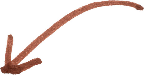 hand drawn arrow with brown marker pen on white background
