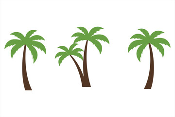 Obraz premium Three palm tree icons set on a white background.