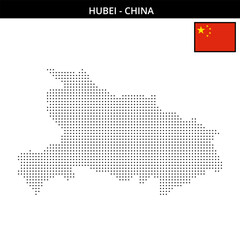 Obraz premium Small dots map of hubei in China