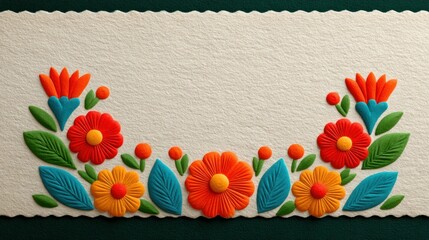 Colorful Floral Batik Frame on Parchment Background
