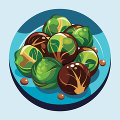 Fototapeta premium Roasted Brussels Sprouts on a Plate