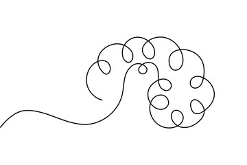 Human brain continuous one line drawing and minimalist style outline vector illustration