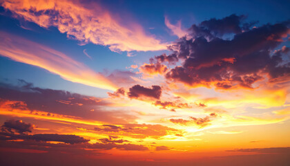 Fototapeta premium Background of colorful sky concept Dramatic sunset with twilight color sky and clouds