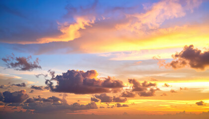 Fototapeta premium Background of colorful sky concept Dramatic sunset with twilight color sky and clouds