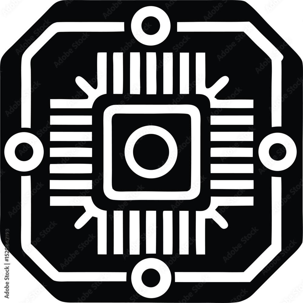 Poster abstract octagonal microchip design with central core and peripheral connections