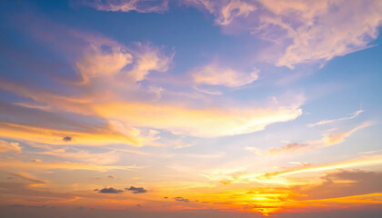 Obraz premium Background of colorful sky concept Dramatic sunset with twilight color sky and clouds